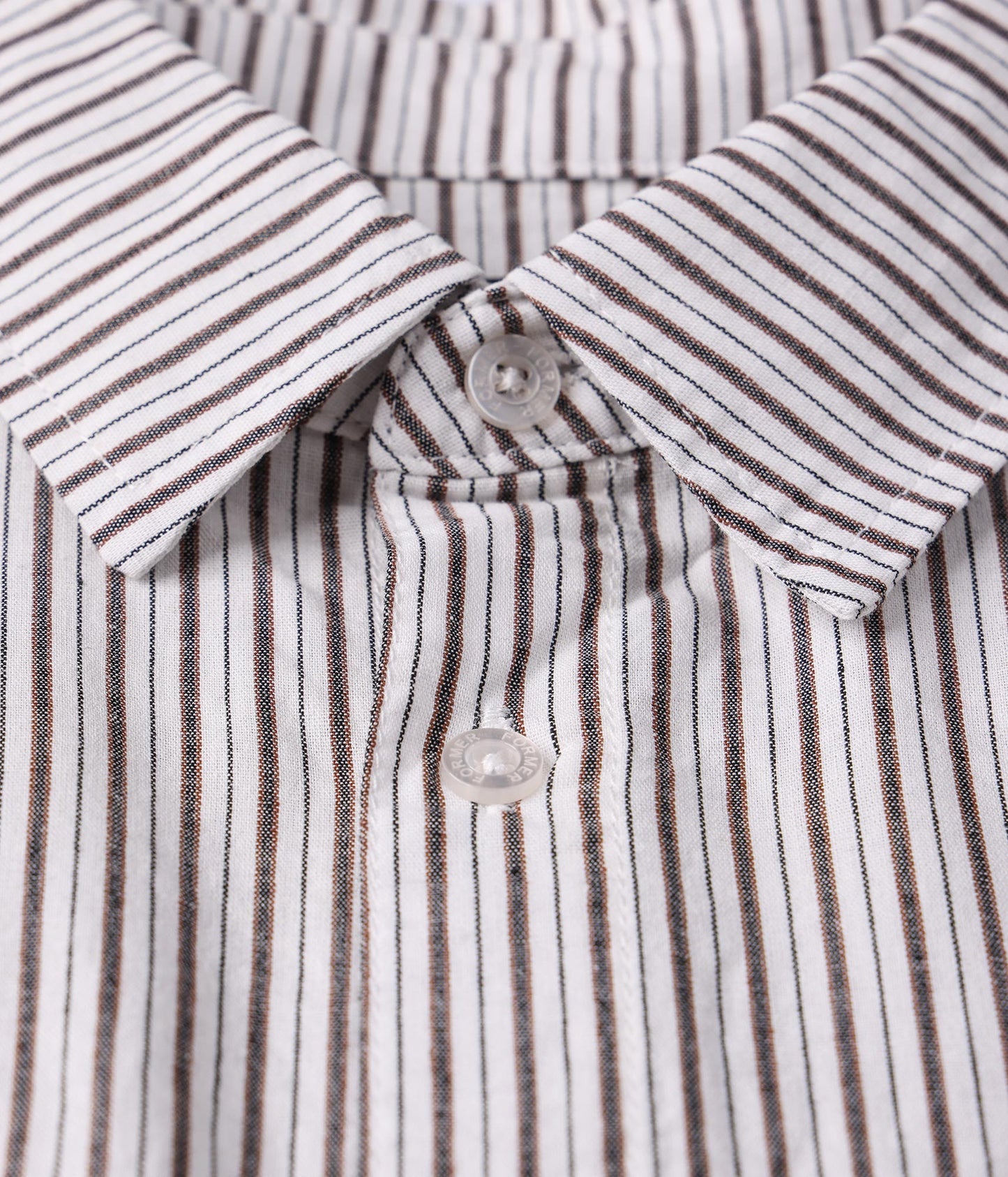 FORMER Reynolds Stripe SS Shirt in BEIGE