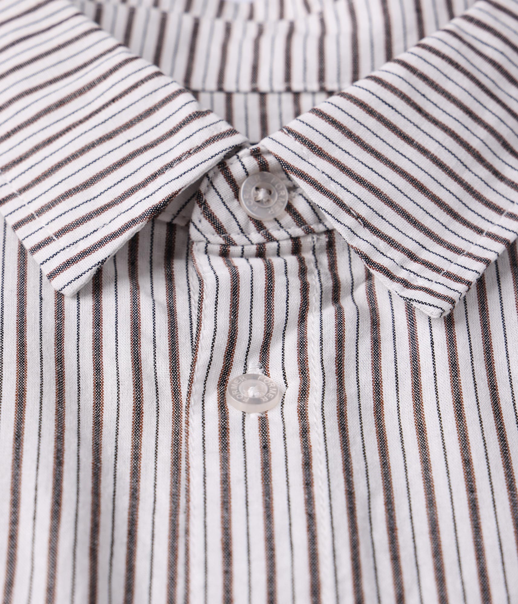 FORMER Reynolds Stripe SS Shirt in BEIGE