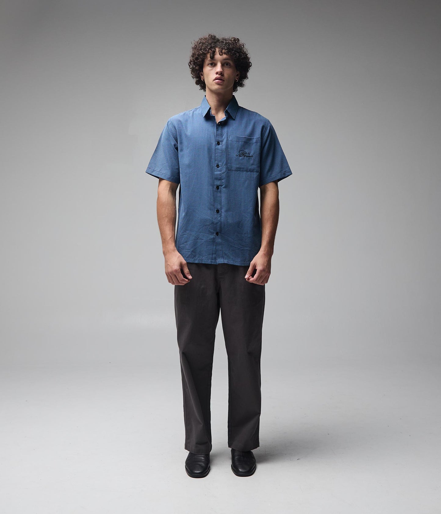 FORMER Vivian Check SS Shirt in BLUE