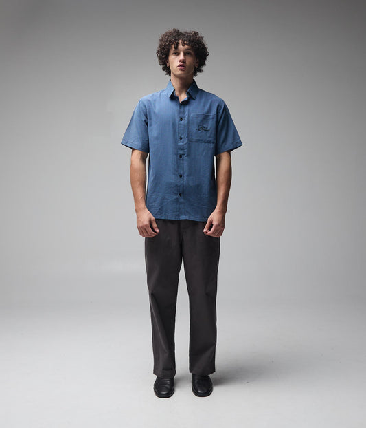 FORMER Vivian Check SS Shirt in BLUE