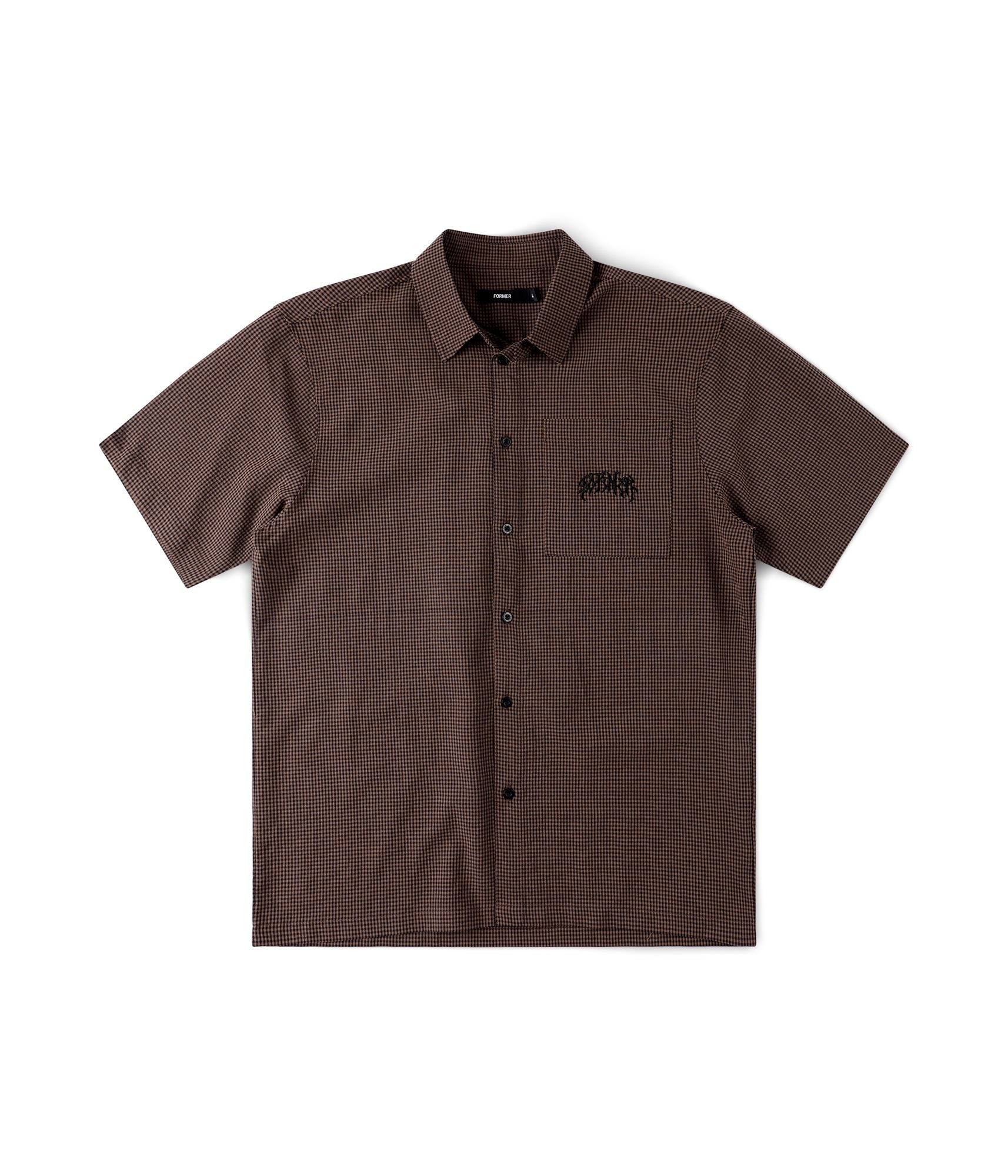 FORMER Vivian Check SS Shirt in BROWN