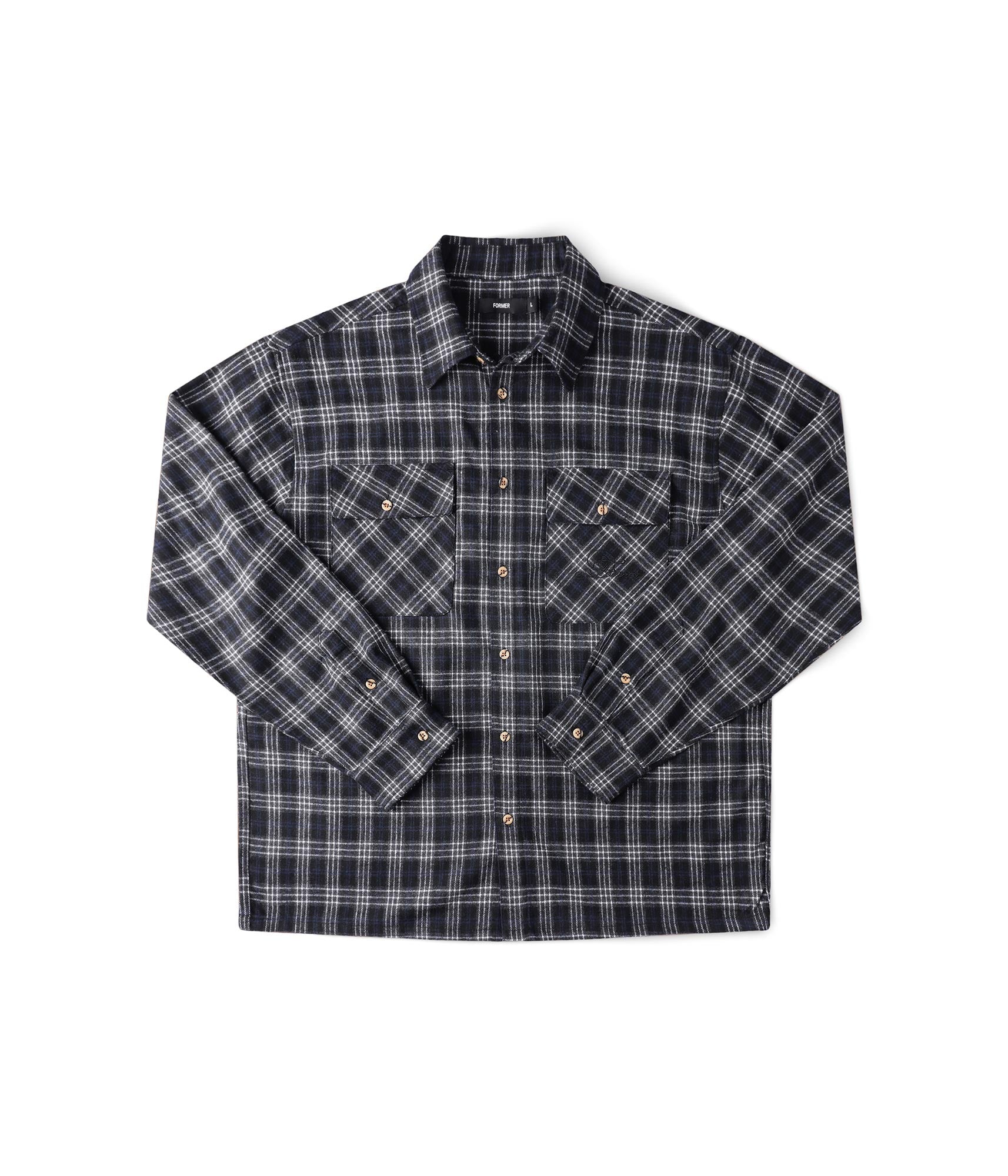 FORMER Vivian Flannel LS Shirt in BLACK/GREY