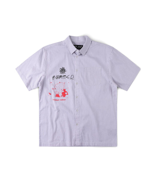 FORMER DXD Reynolds Stripe SS Shirt in GREY - Destroyed By Dane Collection