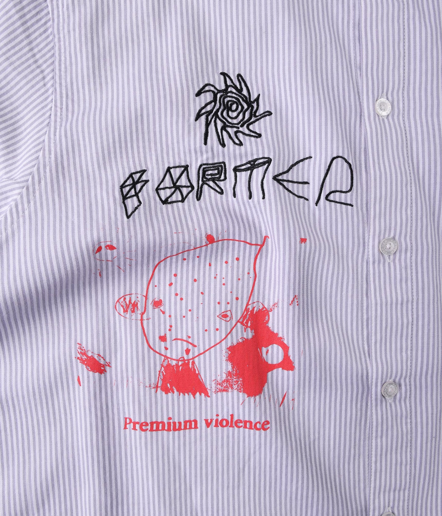 FORMER DXD Reynolds Stripe SS Shirt in GREY - Destroyed By Dane Collection