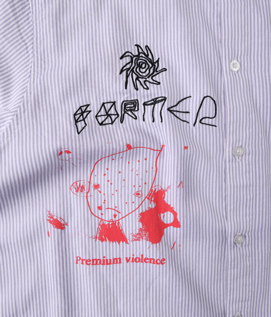 FORMER DXD Reynolds Stripe SS Shirt in GREY - Destroyed By Dane Collection