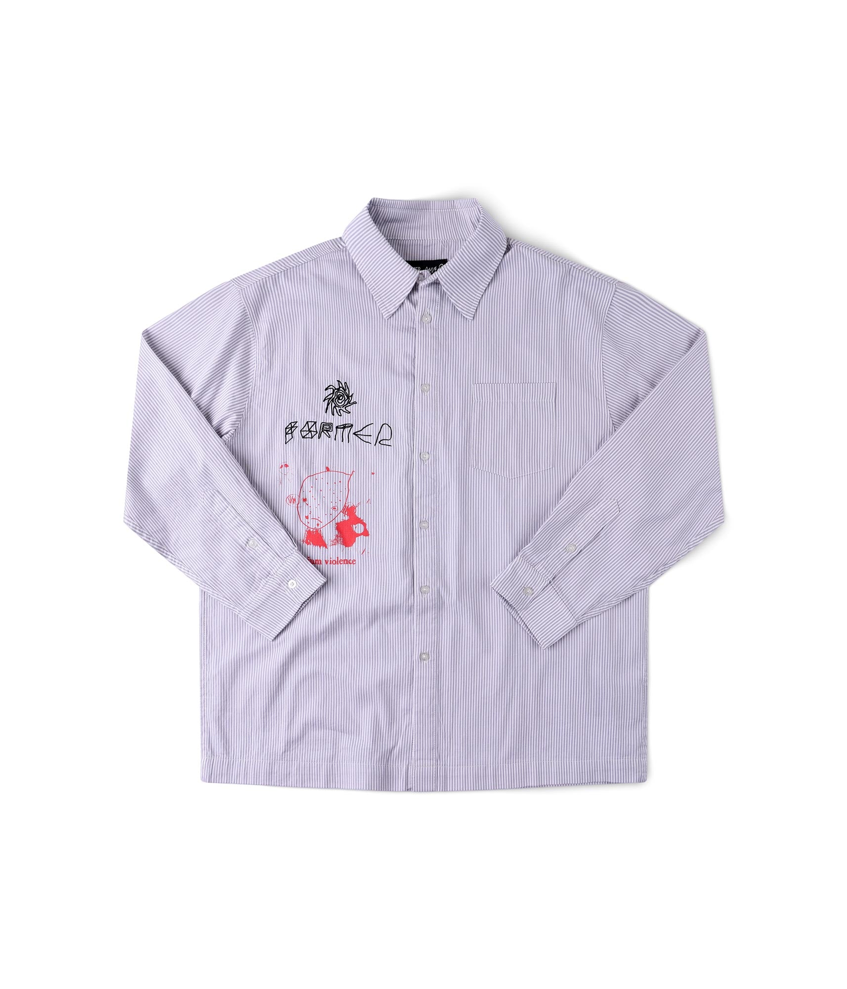 FORMER DXD Reynolds Stripe LS Shirt in GREY - Destroyed By Dane Collection