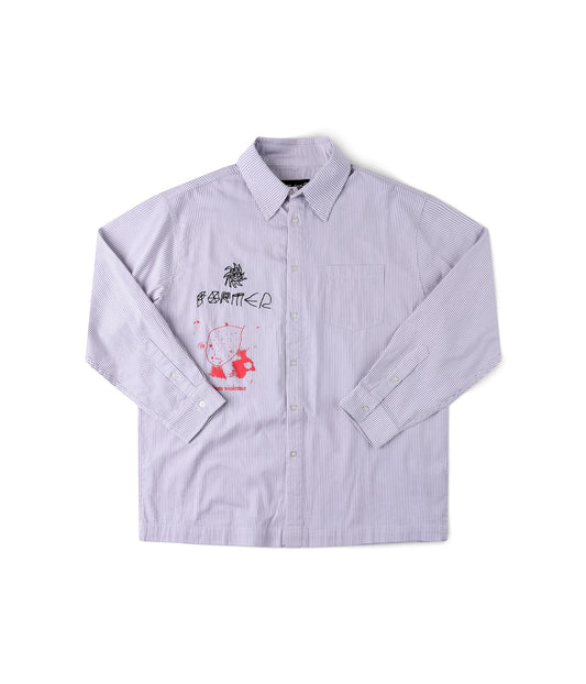 FORMER DXD Reynolds Stripe LS Shirt in GREY - Destroyed By Dane Collection