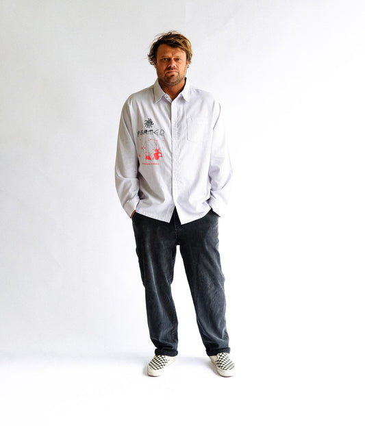 FORMER DXD Reynolds Stripe LS Shirt in GREY - Destroyed By Dane Collection