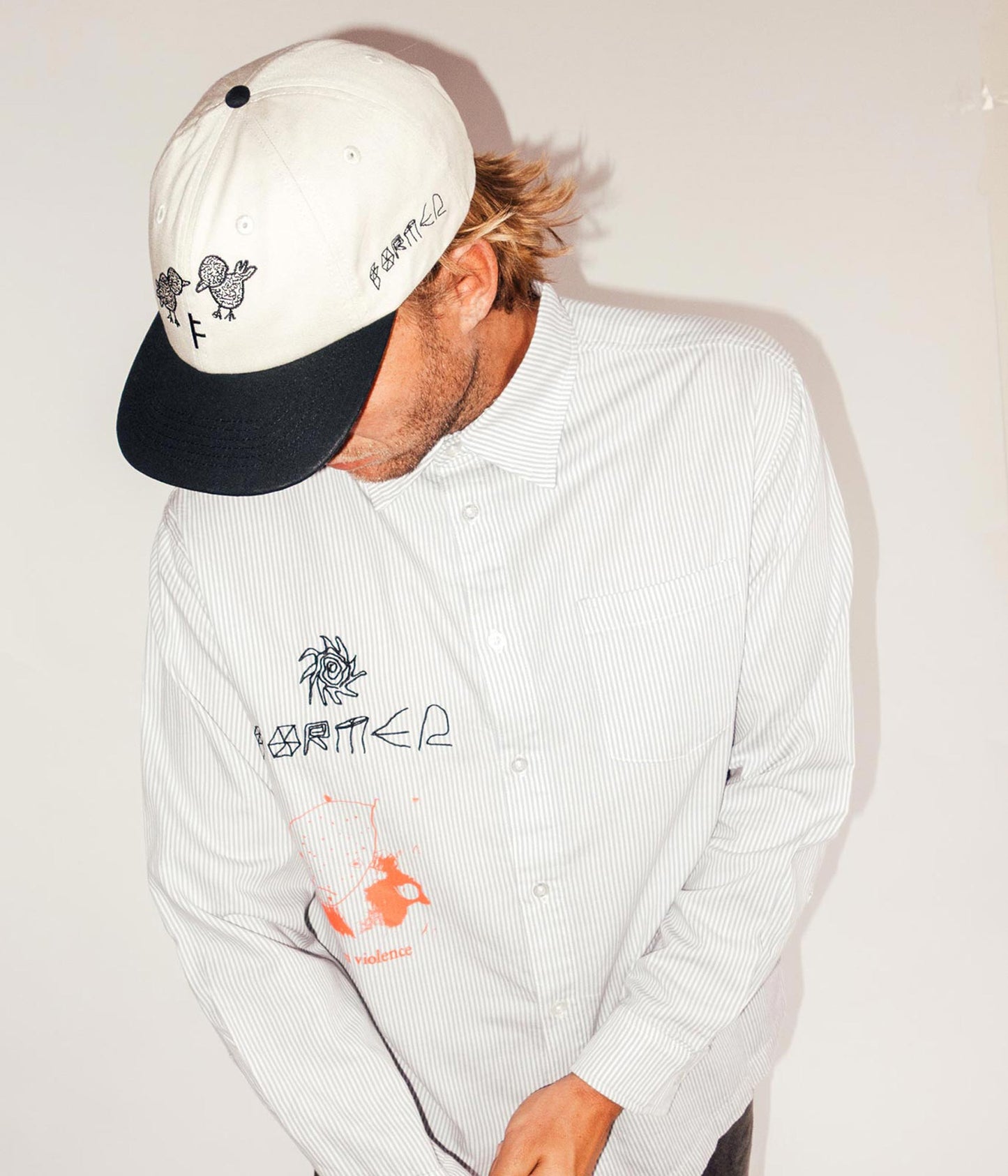 FORMER DXD Reynolds Stripe LS Shirt in GREY - Destroyed By Dane Collection