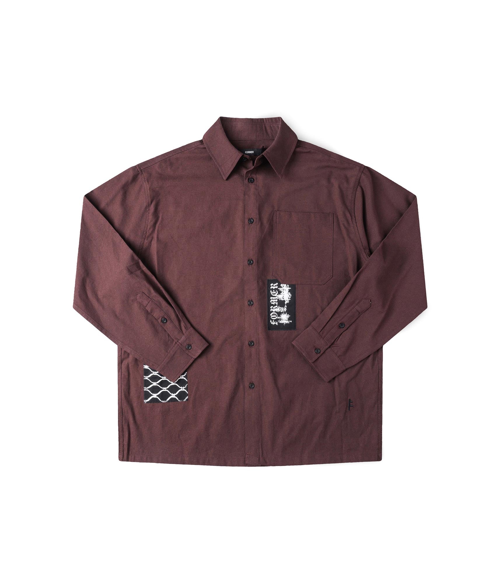 FORMER Vivian Engineered LS Shirt in BARK - Pending Approval Collection