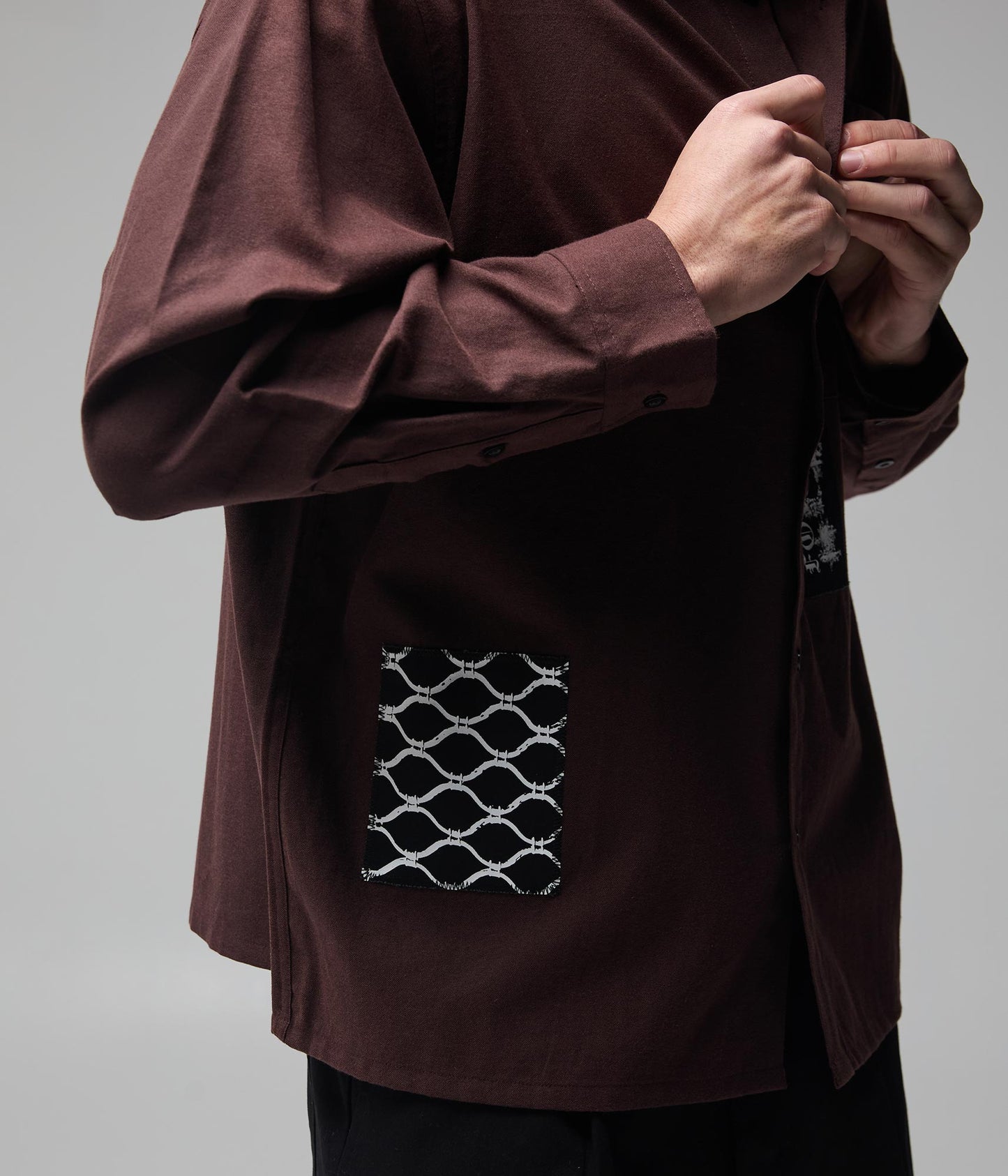 FORMER Vivian Engineered LS Shirt in BARK - Pending Approval Collection