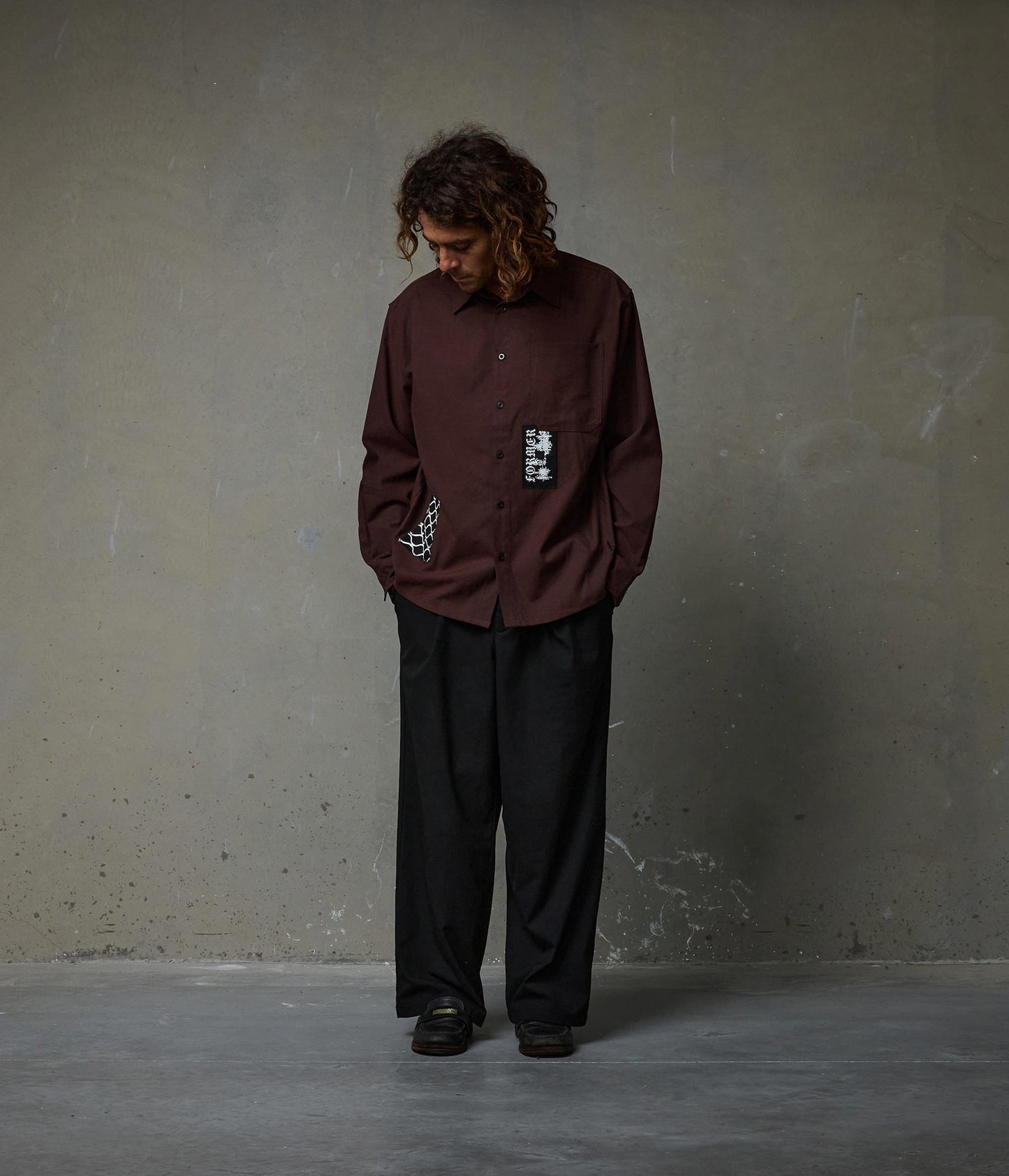 FORMER Vivian Engineered LS Shirt in BARK - Pending Approval Collection