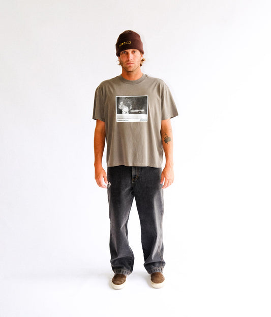 FORMER Ignite Boxy T-shirt in WASHED BROWN - Destroyed By Dane Collection