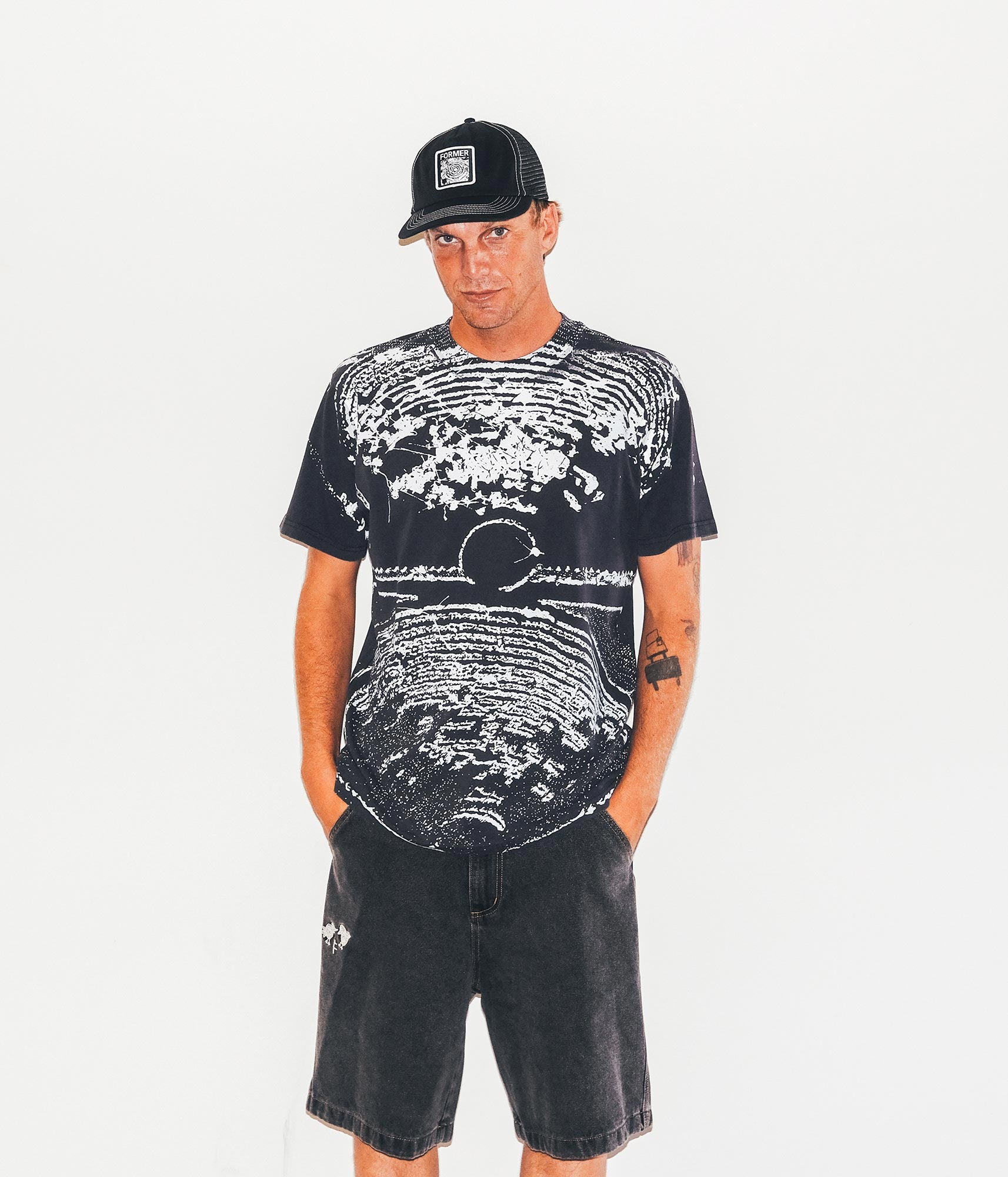 FORMER All Over Crux Scam T-shirt in MERCH BLACK - Destroyed By Dane Collection