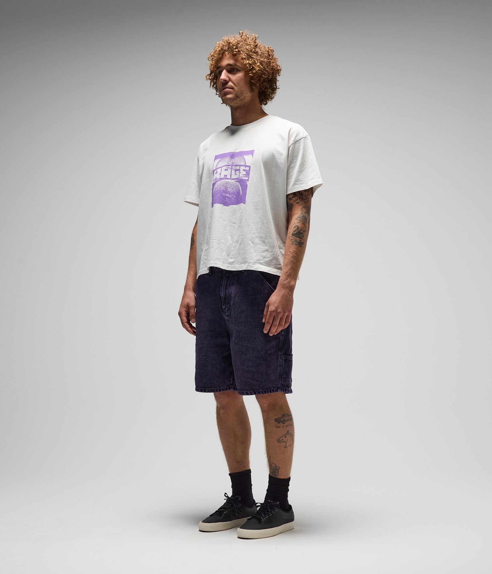 FORMER Distend Denim Walkshort in Washed Purple - FORMER x RAGE Collection