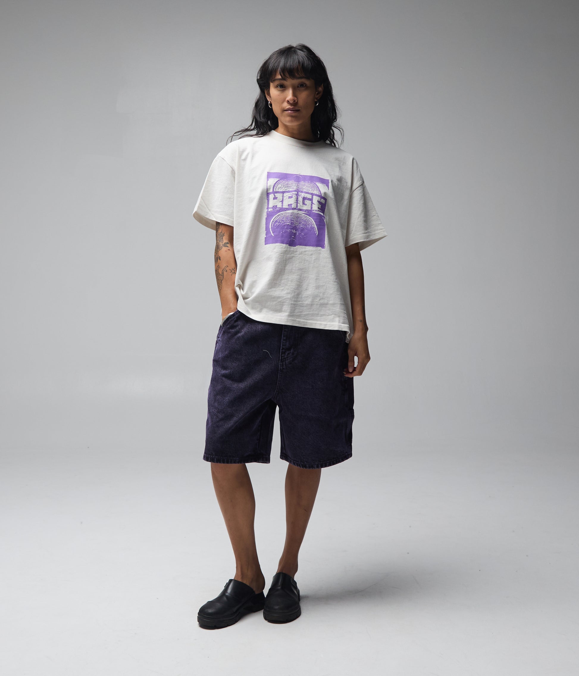 FORMER Distend Denim Walkshort in Washed Purple - FORMER x RAGE Collection