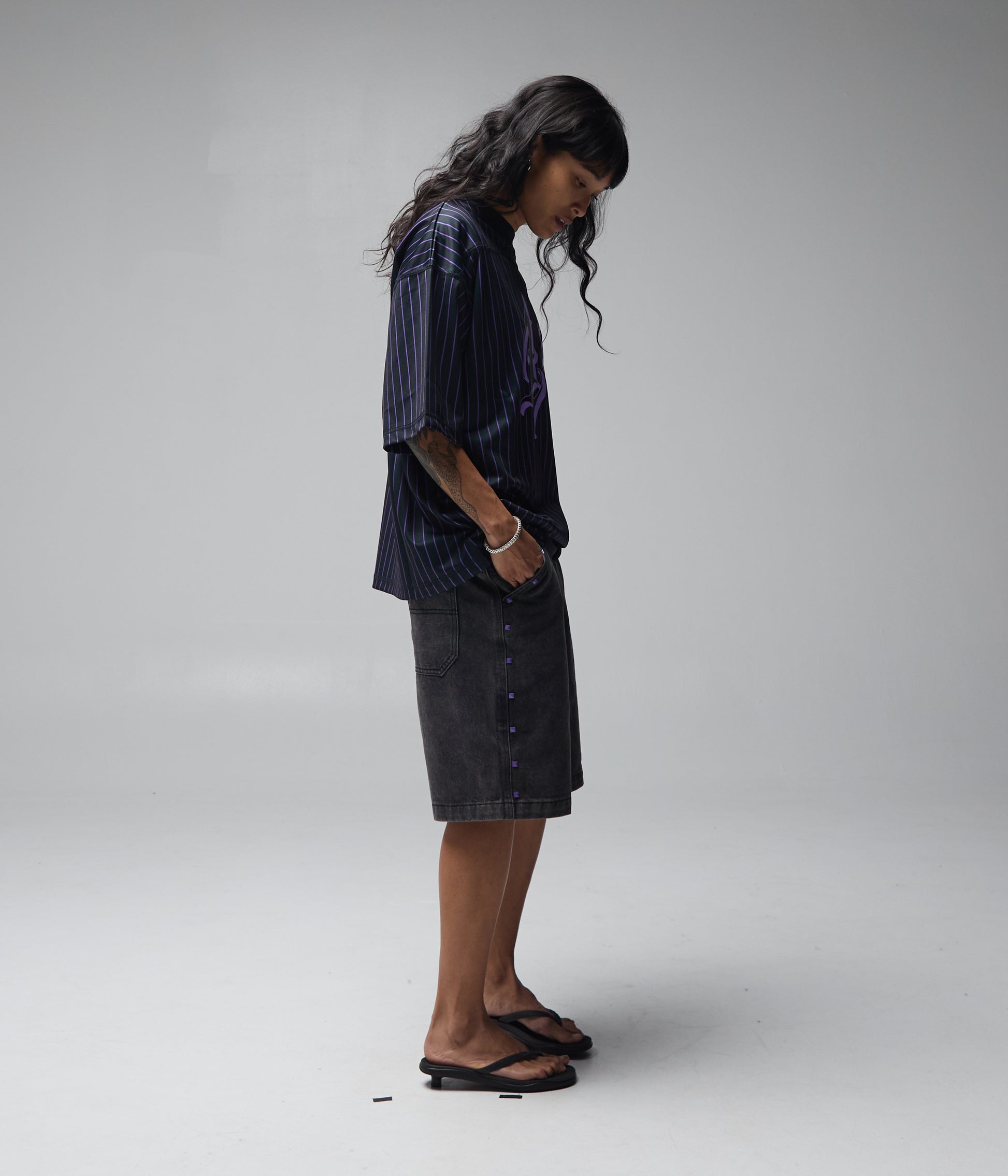 FORMER Studded Denim 21" Walkhshort in Washed Black - FORMER x RAGE Collection