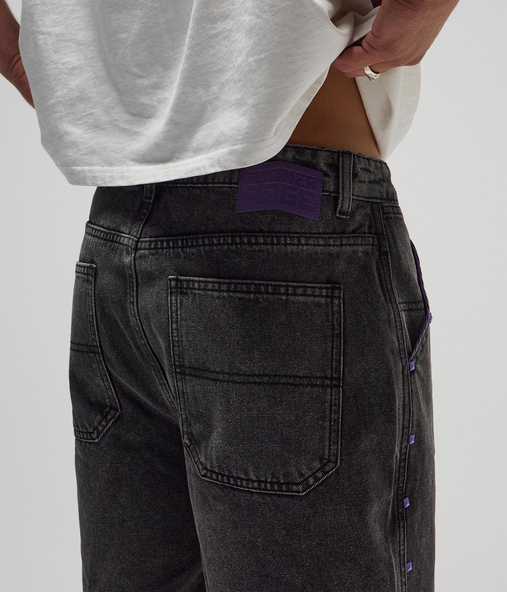 FORMER Studded Denim 21" Walkhshort in Washed Black - FORMER x RAGE Collection