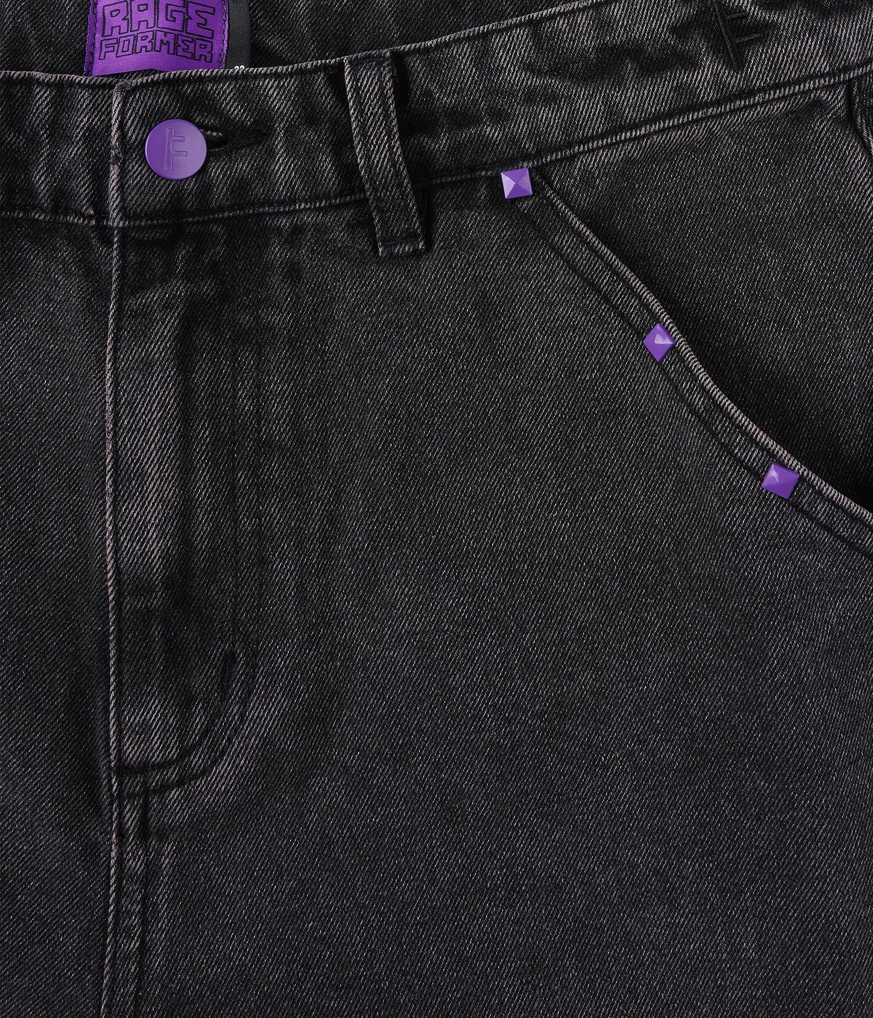 FORMER Studded Denim 21" Walkhshort in Washed Black - FORMER x RAGE Collection
