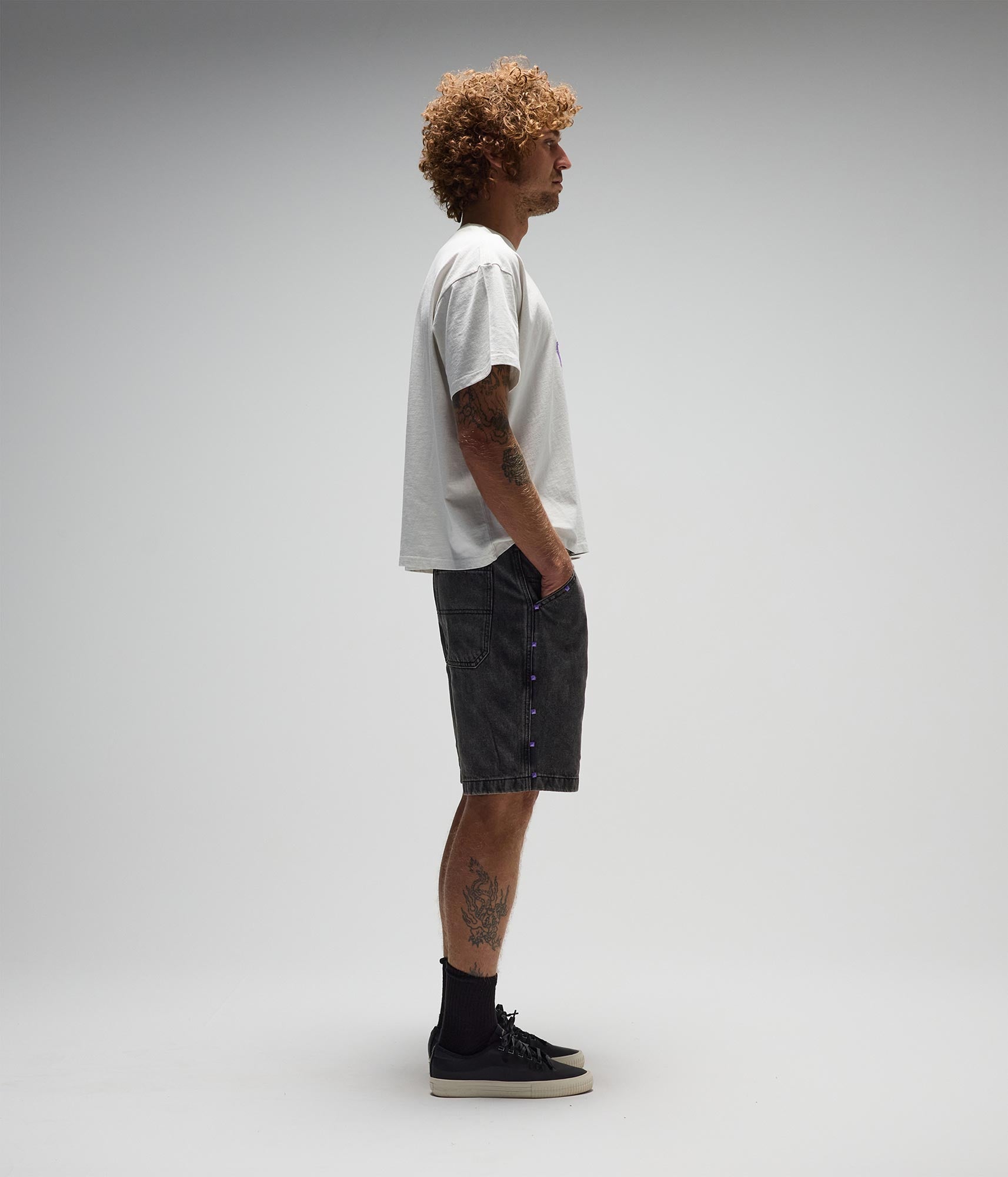 FORMER Studded Denim 21" Walkhshort in Washed Black - FORMER x RAGE Collection