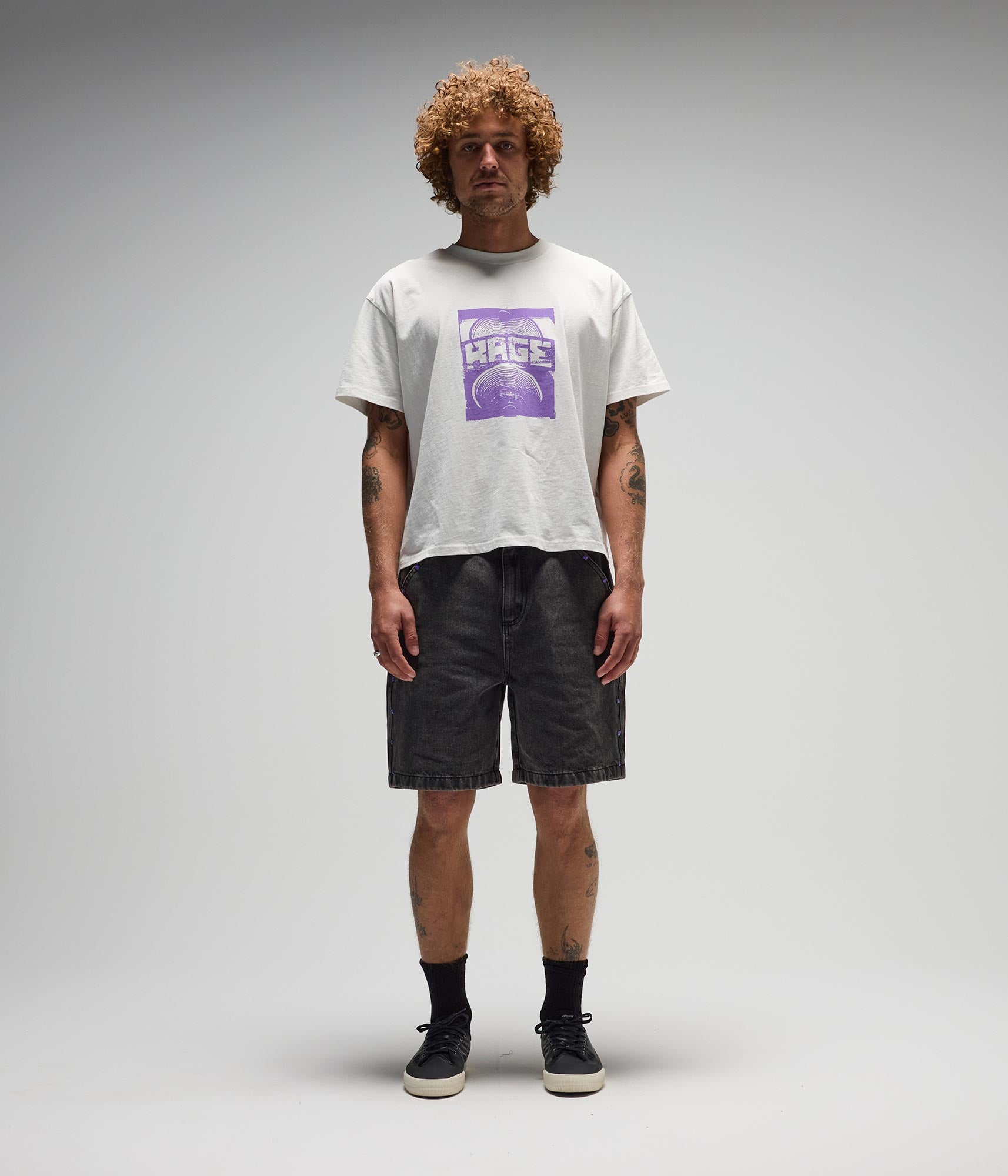 FORMER Studded Denim 21" Walkhshort in Washed Black - FORMER x RAGE Collection